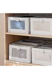Living and Home Foldable Fabric Clothes Jeans Storage Box Wardrobe Organizer 30*40*20.5 CM in Beige