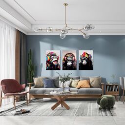 simpa Headphone Apes 3 Panel Canvas Wall Art - thumbnail 2