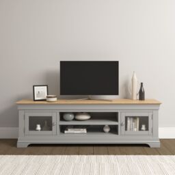 Seconique Bordeaux TV Stand (Fully Assembled) in Light Grey - thumbnail 1