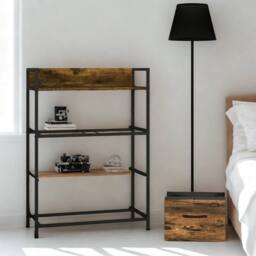 FURNOS Industrial 4 Fabric Drawer Chest Storage Unit With Shelftop Rustic in Brown - thumbnail 6
