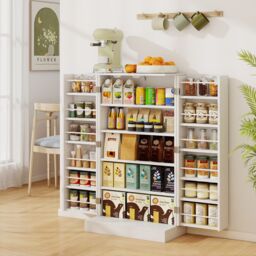 "Costway 41"" Tall Pantry Cabinet Kitchen Storage Cabinet with Doors in White" - thumbnail 7