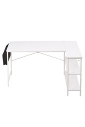 Living and Home L-Shaped Office Desk with Bag & Shelves, 136 x 80 x 75 cm in White - thumbnail 4