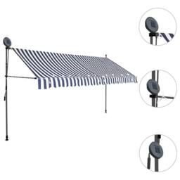 Berkfield Home Manual Retractable Awning with LED 400 cm Blue & White - thumbnail 3
