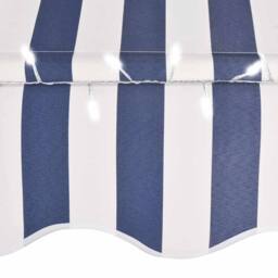 Berkfield Home Manual Retractable Awning with LED 400 cm Blue & White - thumbnail 5