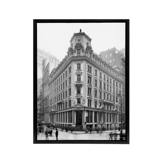 "Artery8 New York J.p. morgan Building Wall Street Framed Canvas Art in Grey - Size: W12"" x H16""" - image 1