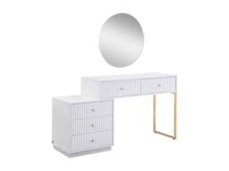 Vente-unique Dressing Table With Mirror - 5 Drawers - White & Gold - PEROLIA - thumbnail 4