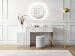 Vente-unique Dressing Table With Mirror - 5 Drawers - White & Gold - PEROLIA - thumbnail 1