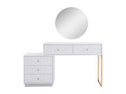 Vente-unique Dressing Table With Mirror - 5 Drawers - White & Gold - PEROLIA - thumbnail 5