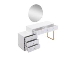Vente-unique Dressing Table With Mirror - 5 Drawers - White & Gold - PEROLIA - thumbnail 6