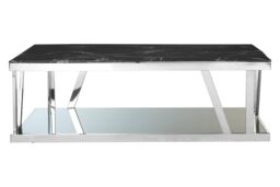 Orsina Durable Marble Top Coffee Table, Contemporary Decorative Coffee Table For Livingroom, Strong Coffee Table in Black