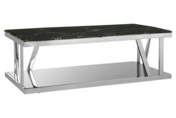 Orsina Durable Marble Top Coffee Table, Contemporary Decorative Coffee Table For Livingroom, Strong Coffee Table in Black - thumbnail 2