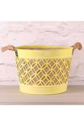 KDMD Yellow Planter with Rope Handle 28cm - thumbnail 2