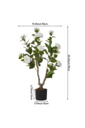 Living and Home 90cm Artificial White Camellia Tree Potted for Garden, Office & Home Decor - thumbnail 8