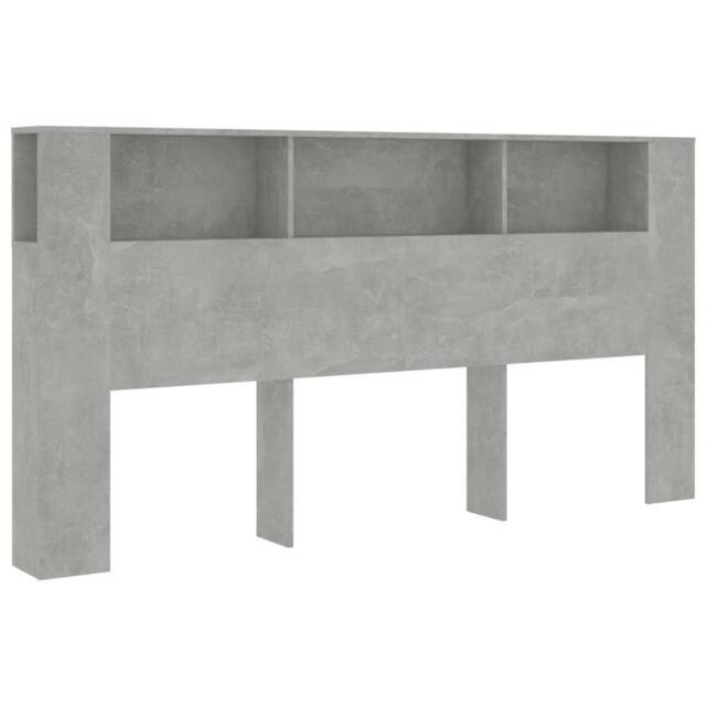 Berkfield Home Headboard Cabinet Concrete Grey 200x18.5x104.5 cm - image 1
