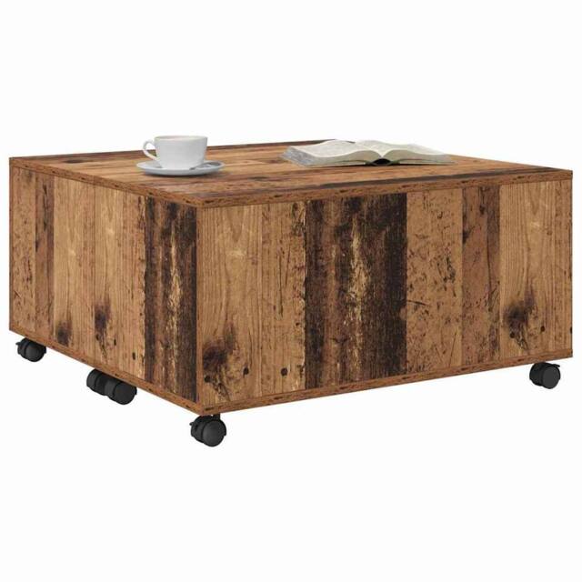 Berkfield Home Modern Coffee Table Old wood 75 x 75 x 38 cm Engineered wood in Brown - image 1
