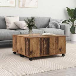 Berkfield Home Modern Coffee Table Old wood 75 x 75 x 38 cm Engineered wood in Brown - thumbnail 2