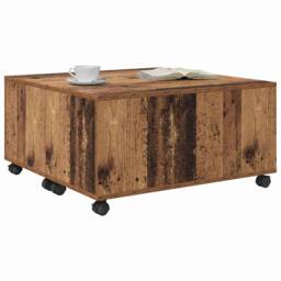 Berkfield Home Modern Coffee Table Old wood 75 x 75 x 38 cm Engineered wood in Brown - thumbnail 1