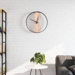 Berkfield Home Wall Clock Brown √ò35 cm Iron & Oak Wood - thumbnail 2