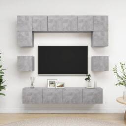 Berkfield Home 8 Piece TV Cabinet Set Concrete Grey Engineered Wood - thumbnail 2