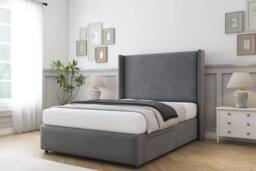 "Sloomy Stratford Coniston Divan Base No Drawers 54"" Headboard & 12"" Footboard in Dark Grey - Size: Small Single" - thumbnail 3