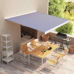 Berkfield Home Awning Top Sunshade Canvas Blue & White 400x300 cm - thumbnail 2