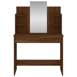 Berkfield Home Dressing Table with Mirror Brown Oak 96x39x142 cm - Size: 96 x 39 x 142 cm - thumbnail 4