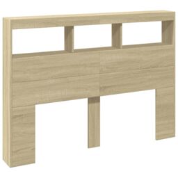 Berkfield Home Headboard Cabinet with LED Sonoma Oak 140x17x102 cm in Brown - Size: 140 x 17 x 102 cm - thumbnail 3