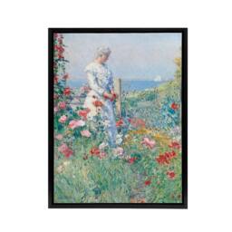 "Artery8 Celia in Her Garden Floral Portrait Hassam Framed Canvas Wall Art - Size: W12"" x H16""" - thumbnail 1