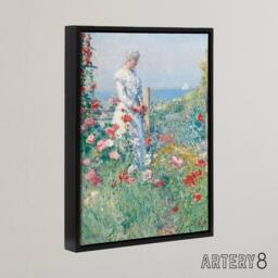 "Artery8 Celia in Her Garden Floral Portrait Hassam Framed Canvas Wall Art - Size: W12"" x H16""" - thumbnail 2