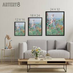 "Artery8 Celia in Her Garden Floral Portrait Hassam Framed Canvas Wall Art - Size: W12"" x H16""" - thumbnail 4