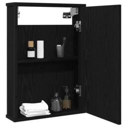 Berkfield Home Sturdy Bathroom Mirror Cabinet Black Oak 42x12x60 cm Engineered Wood - Size: 42 x 12 x 60 cm
