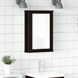 Berkfield Home Sturdy Bathroom Mirror Cabinet Black Oak 42x12x60 cm Engineered Wood - Size: 42 x 12 x 60 cm - thumbnail 2
