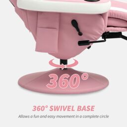 HOMCOM Manual Recliner Armchair PU Sofa Chair w/ Footrest & 135° Reclining in Pink - thumbnail 6