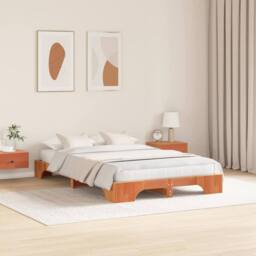 Berkfield Home Modern Bed Frame Wax brown Wood 120 x 200 cm Brown Bed Frame - thumbnail 4