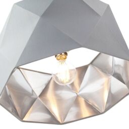 Happy Homewares Cotton Fabric Geometric Shade with Inner Brushed Metal Effect Lining in Grey - Size: 12 inches - thumbnail 5