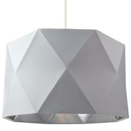 Happy Homewares Cotton Fabric Geometric Shade with Inner Brushed Metal Effect Lining in Grey - Size: 12 inches - thumbnail 2