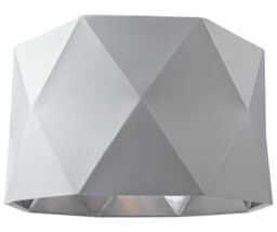 Happy Homewares Cotton Fabric Geometric Shade with Inner Brushed Metal Effect Lining in Grey - Size: 12 inches
