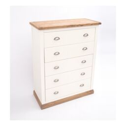 Cabinet Bits Tropea 5 Drawer Chest of Drawers Chrome Cup Handle in Off-White - thumbnail 4