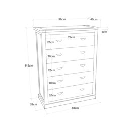 Cabinet Bits Tropea 5 Drawer Chest of Drawers Chrome Cup Handle in Off-White - thumbnail 2
