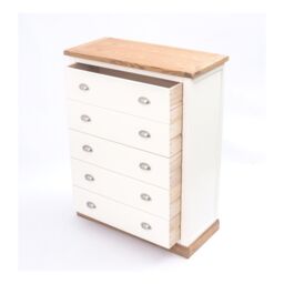 Cabinet Bits Tropea 5 Drawer Chest of Drawers Chrome Cup Handle in Off-White - thumbnail 5