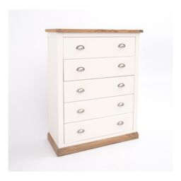 Cabinet Bits Tropea 5 Drawer Chest of Drawers Chrome Cup Handle in Off-White - thumbnail 3
