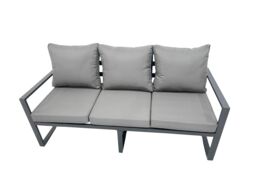 Fimous 6 Seat Aluminium Lounge 3 Seat Sofa Coffee Table Sets with Side Table in Dark Grey - thumbnail 4