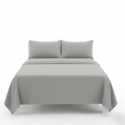 Snug City Easy Care Flat Bed Sheet Polycotton Durable Low Maintenance Bedding in Silver - Size: Single - thumbnail 2