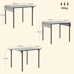 HOMCOM Folding Dining Table, Drop Leaf Table for 2-4 People, Grey - thumbnail 3