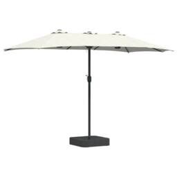 Berkfield Home Garden Parasol Folding Sand 385 x 209 x 244 cm Fabric in Light Sand - thumbnail 1