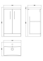 Balterley Bathroom 2 Soft Close Door Floor Vanity Unit, Satin Grey, 500mm in Grey - thumbnail 2