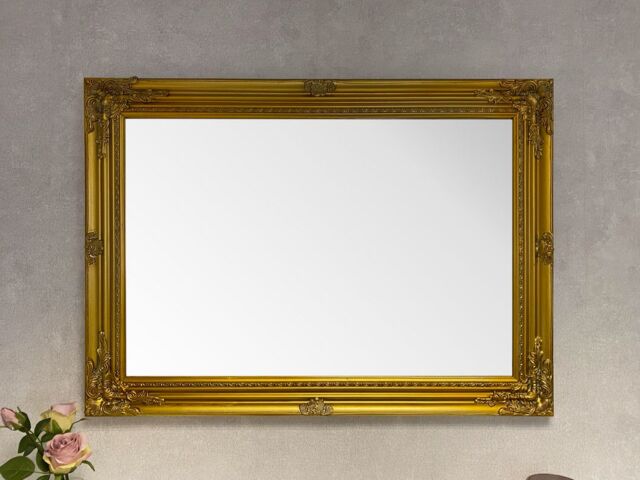 Downton Interiors Large Antique Gold Wood Frame Wall Mirror 90cm x 65cm - image 1