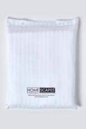 Homescapes Egyptian Cotton Satin Stripe Fitted Sheet 12 inch 330 Thread Count in White - Size: Small Double Fitted - thumbnail 5