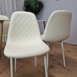 KOSY KOALA Modern Rectangle White Dining Table Set With 4 Cream Chairs Dining Room Furniture - thumbnail 4