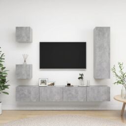 Berkfield Home 5 Piece TV Cabinet Set Concrete Grey Engineered Wood - thumbnail 1